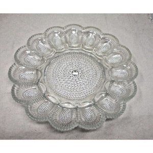 Vintage Hobnail Indiana 11" Clear Cut Glass Deviled Egg/Oyster Plate Platter